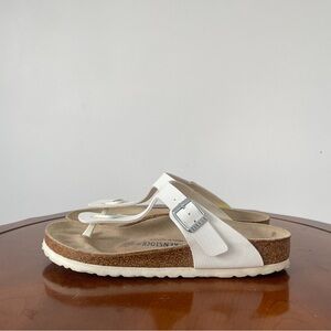 Birkenstock Gizeh Birko Flor White Thong Sandals | EU 39